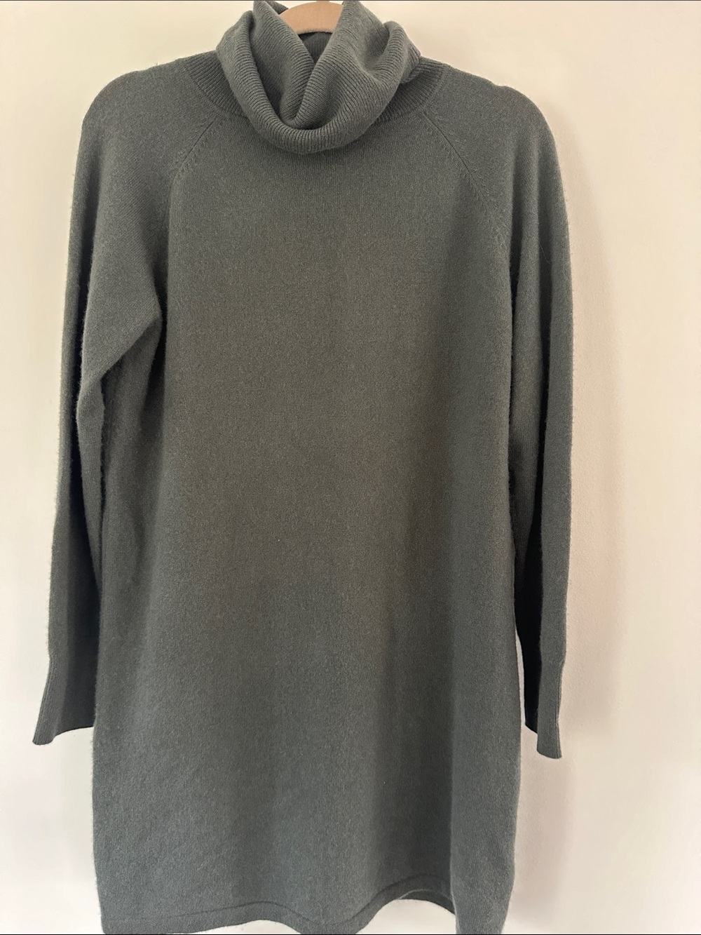 Quince Olive Gray Cowl Neck Longline Sweater